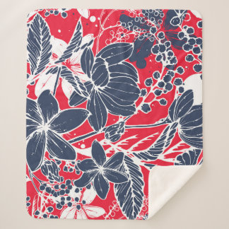handgetekende bloemen, elegant dessin. sherpa deken