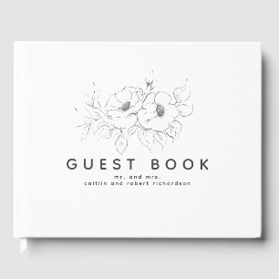 Handgetekende bloemen Elegant Modern Gastenboek