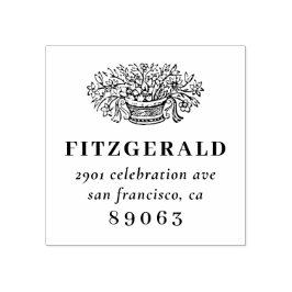  handgetekende bloemen familie retour adres 	rubberstempel