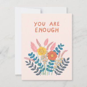 Handgetekende Bloemen Je bent genoeg Briefkaart