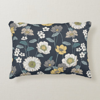 Handgetekende bloemenmotief, naadloos artistiek pa accent kussen
