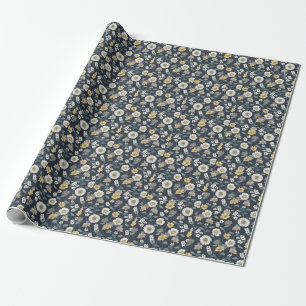 Handgetekende bloemenmotief, naadloos artistiek pa cadeaupapier