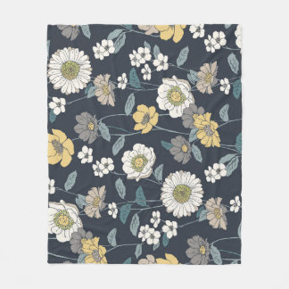 Handgetekende bloemenmotief, naadloos artistiek pa fleece deken
