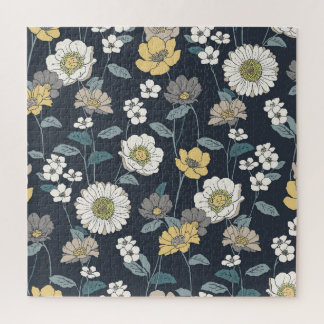 Handgetekende bloemenmotief, naadloos artistiek pa legpuzzel