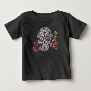 Handgetekende bloemenschedel Dia de los Muertos