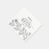 Handgetekende Bloemrijke Elegante Moderne Bruidsdo Servet (Hoek)