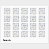 Handgetekende Blue Wedding Vierkante Sticker (Vel)