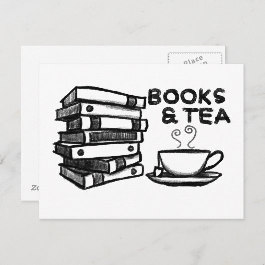 Handgetekende boeken en thee briefkaart (Voorkant / Achterkant)