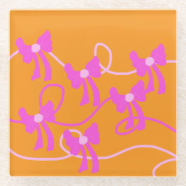 Handgetekende Bogen Roze Gele Lovers Glazen Onderzetter