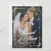 Handgetekende boogframe getrouwd vrolijke pasgetro feestdagenkaart (Voorkant)