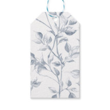 Handgetekende botanische bladeren op zacht blauw