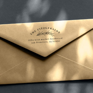 Handgetekende Botanische tak familie retour adres Zelfinktende Stempel