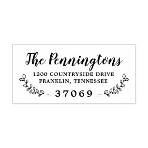 Handgetekende botanische vertakkingen bladeren zelfinktende stempel