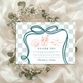 handgetekende bruiloft aan de kust bedankkaart