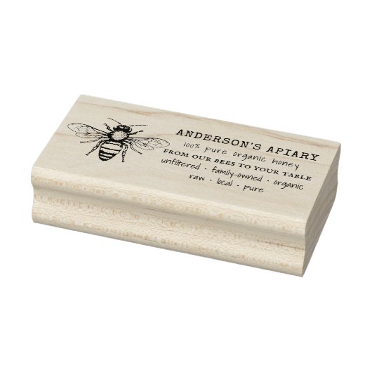 Handgetekende Bumblebee Pure Organic Honey Stamp Rubberstempel (Stempel)