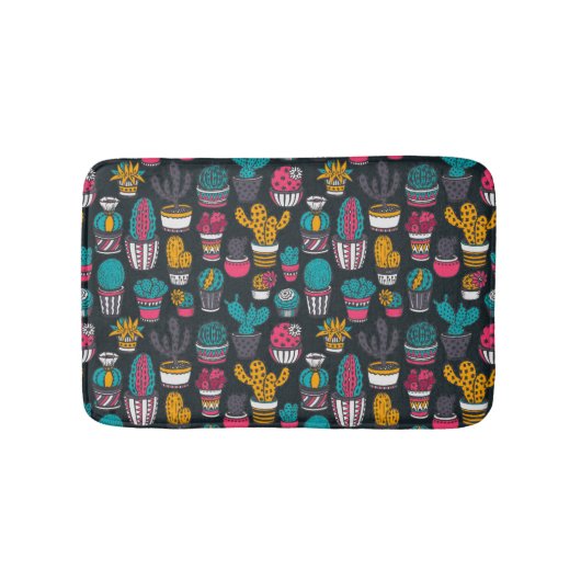 Handgetekende cactus in Schetsenstijlpatroon Badmat (Voorkant)