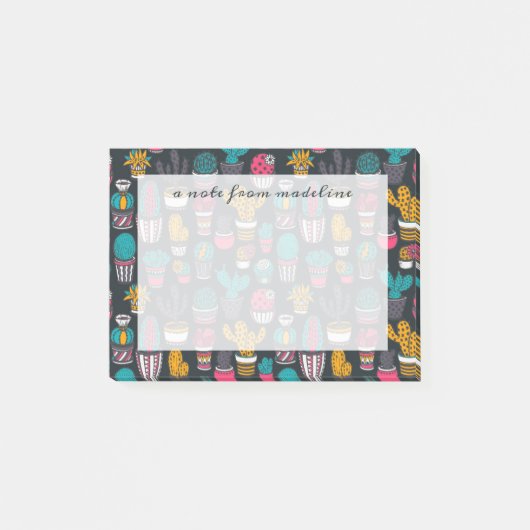 Handgetekende cactus in Schetsenstijlpatroon Post-it® Notes (Voorkant)