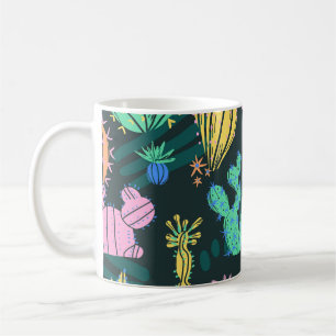 Handgetekende cactus: Scandinavisch naadloos. Koffiemok