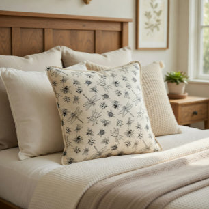 Handgetekende Cartoon Insectenpatroon Accent Kussen