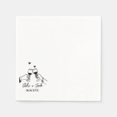 Handgetekende champagneglas bruiloft servetten (Voorkant)