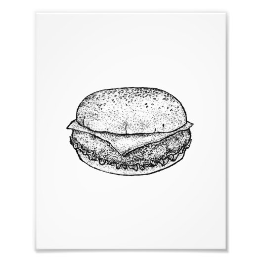 Handgetekende Cheeseburger Kunstprint Foto Afdruk (Voorkant)