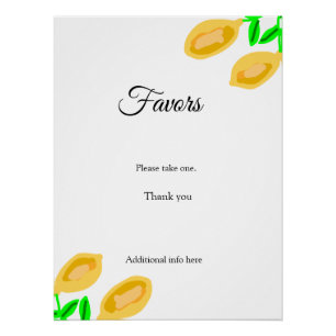 handgetekende citroenbladeren voeg QR bruidsfeest  Perfect Poster