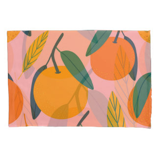 Handgetekende citrus, naadloos mandarijnpatroon. kussensloop