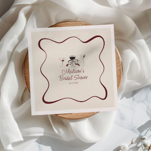 Handgetekende Cocktails Golfbreker Trouwfeest Brui Servet