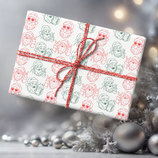 Handgetekende Coole Kerstman Cadeaupapier
