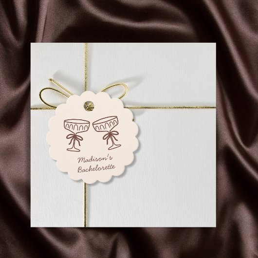 Handgetekende Coquette Espresso Martini Bacheloret Bedankjes Labels