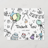 Handgetekende dankkaart bedankkaart (Voorkant / Achterkant)