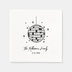 Handgetekende Disco Bal Nieuwjaar Servet