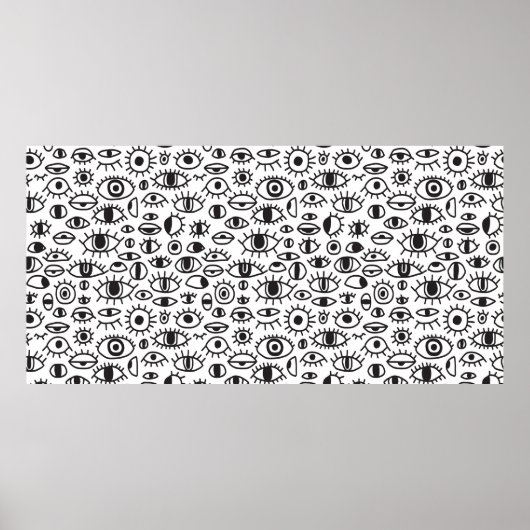 handgetekende doedelen naadloos met poster (Voorkant)