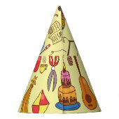 Handgetekende doodle kinder: patroon. feesthoedjes (Achterkant)