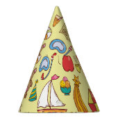 Handgetekende doodle kinder: patroon. feesthoedjes (Rechts)