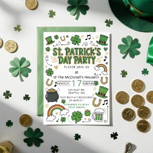 Handgetekende Doodle Whimsical St. Patrick's Dag Kaart