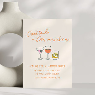 Handgetekende Doodles Cocktails Zomer Soiree Feest Kaart