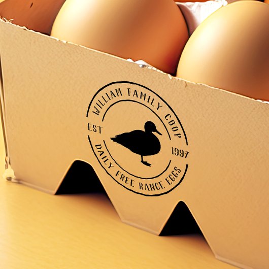 Handgetekende Duck & Round Boerderij - Eierkarton Zelfinktende Stempel