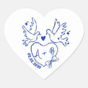 handgetekende Duif Hart Aangepaste Trouw Sticker