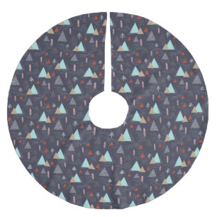 Handgetekende Evergreen Pine Trees op sneeuw bij n Kerstboom Rok