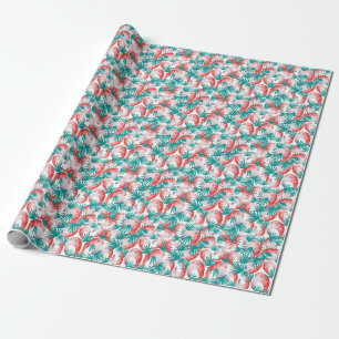 Handgetekende flamingo: waterverf naadloos patroon cadeaupapier