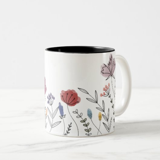 Handgetekende Floral Mok (Voorkant rechts)