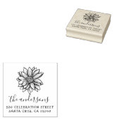 Handgetekende Flower Script naam & retour adres Rubberstempel (Gestempeld)