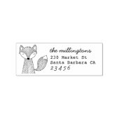 Handgetekende Fox familienaam Script Return Addres Rubberstempel (Afrduk)