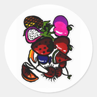 Handgetekende Fruit Sticker Set – Kleurrijk Tropis