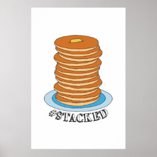 Handgetekende Full Stack Pancakes Clipart Pancake Poster