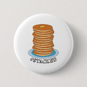Handgetekende Full Stack Pancakes Clipart Pancake Ronde Button 5,7 Cm