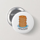 Handgetekende Full Stack Pancakes Clipart Pancake Ronde Button 5,7 Cm (Voorkant /achterkant)
