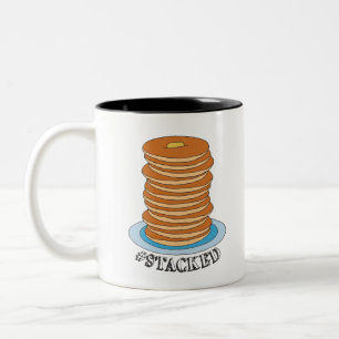 Handgetekende Full Stack Pancakes Clipart Pancake Tweekleurige Koffiemok