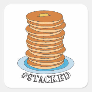Handgetekende Full Stack Pancakes Clipart Pancake Vierkante Sticker